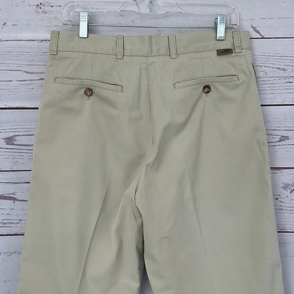 LACOSTE Men's Tan Khakis Trousers Front Seam Size 32X32